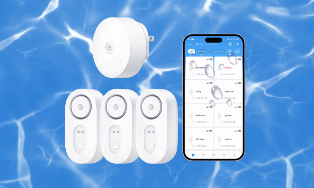 Smart water leak detection devices displayed